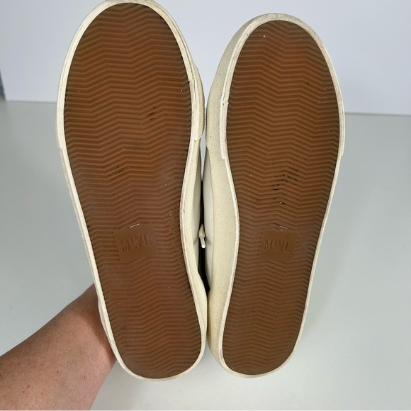 Madewell AE242 White Leather Calf Hair Sidewalk Low-Top Sneakers Size 8 - Picture 7 of 10